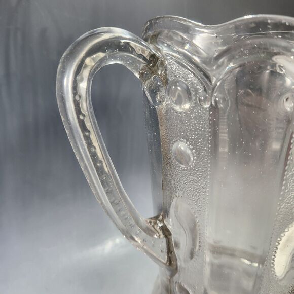 Antique US Glass EAPG Pitcher Kansas Pattern Jewel & Dewdrop 1901 Vase As FOUND - Picture 8 of 10